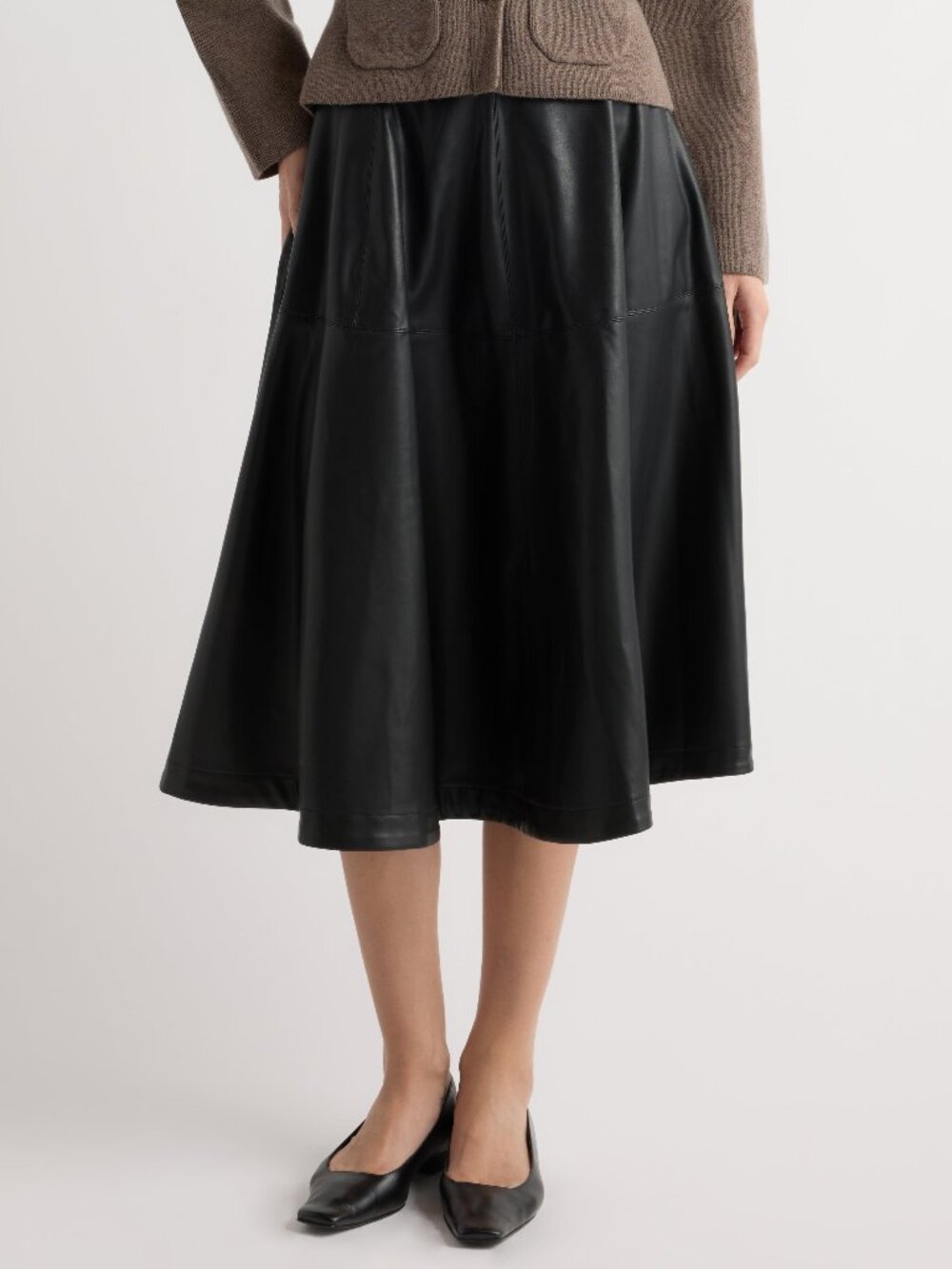 New: Modern Citizen Harlow Vegan Leather Flare Skirt Size L Black / L
